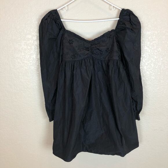 NWOT Zara Black Embroidered Puff Sleeve Mini Dress - Picture 8 of 12